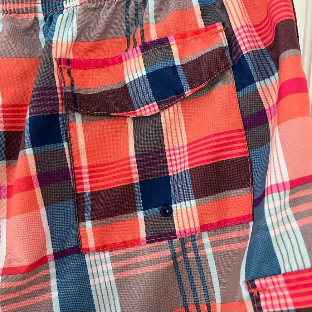 Tommy Bahama Swim Trunks Mens Large Plaid Lined Elastic Waist And Drawstring